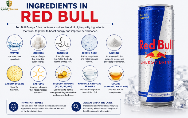 Ingredients in Red Bull infographic