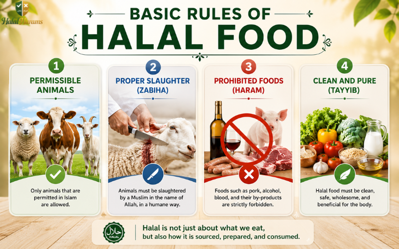 Basic rules of halal food infographic
